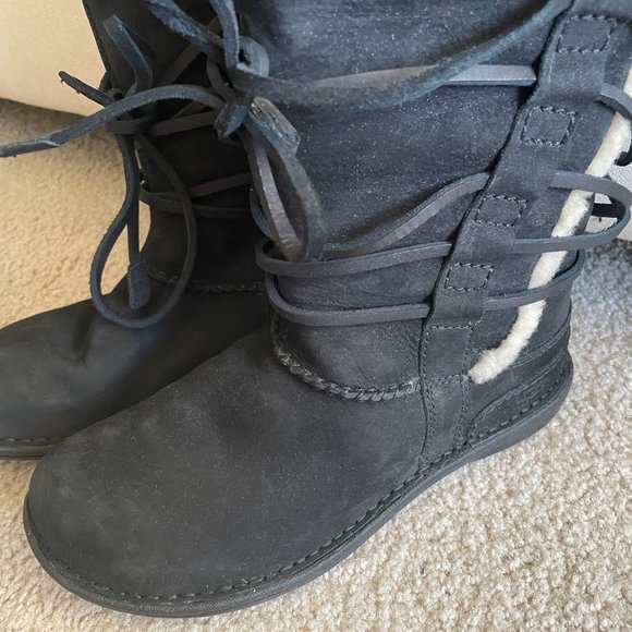 New UGG Insulated Suede Boots with Tie - Picture 3 of 7